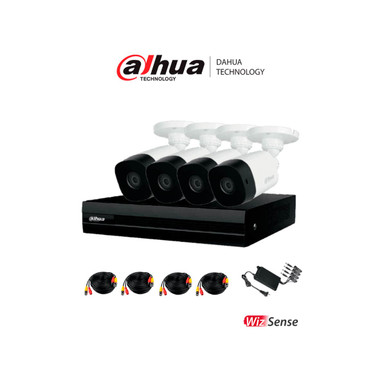 DAHUA KITXVR1B08-I-2MP4CP - Kit de videovigilancia de 8 canales. Incluye 4 cámaras B1A21 de 2MP, DVR Cooper-I WizSense con IA y H.265+ de 8 canales más 2 IP o hasta 10 canales IP