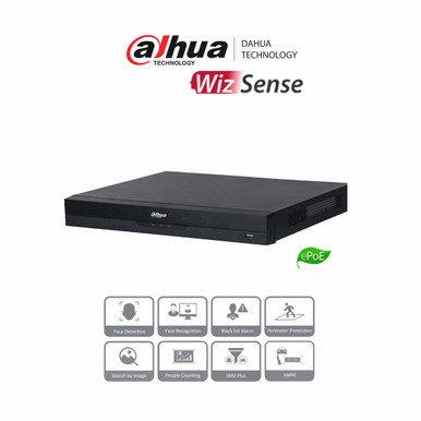 DAHUA NVR5208-8P-EI - NVR de 8 canales IP con tecnología como AcuPick y WizSense, 8 puertos PoE, Smart H.265+, 2 canales de reconocimiento facial, 20 bases de datos de rostros, 2 puertos SATA, SMD Plus y compatibilidad Onvif.