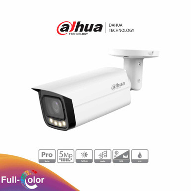 Dahua HAC-HFW2509TU-A-LED - Cámara Bullet Full Color de 5 Megapíxeles/ Lente de 2.8mm/ 111 Grados de Apertura/ 60 Metros de Iluminación/ Micrófono integrado/ WDR real 120dB/CVI/CVBS/AHD/TVI/ IP67.