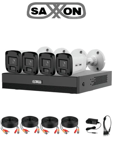 Kit CCTV SAXXON SUA-KIT/XVR1E04-I/4-B20M-0280B 4 Canales 1080P con Cámaras Metálicas y DVR Inteligente
