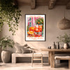 Cocktail "Pink House" Wall Art original design, bar, kitchen decor, giclee canvas poster 