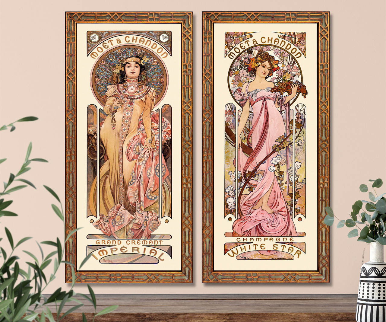Art Nouveau Mucha set of 2 French Moet champagne advertising Art Nouveau Mucha set of 2 French Moet champagne advertising