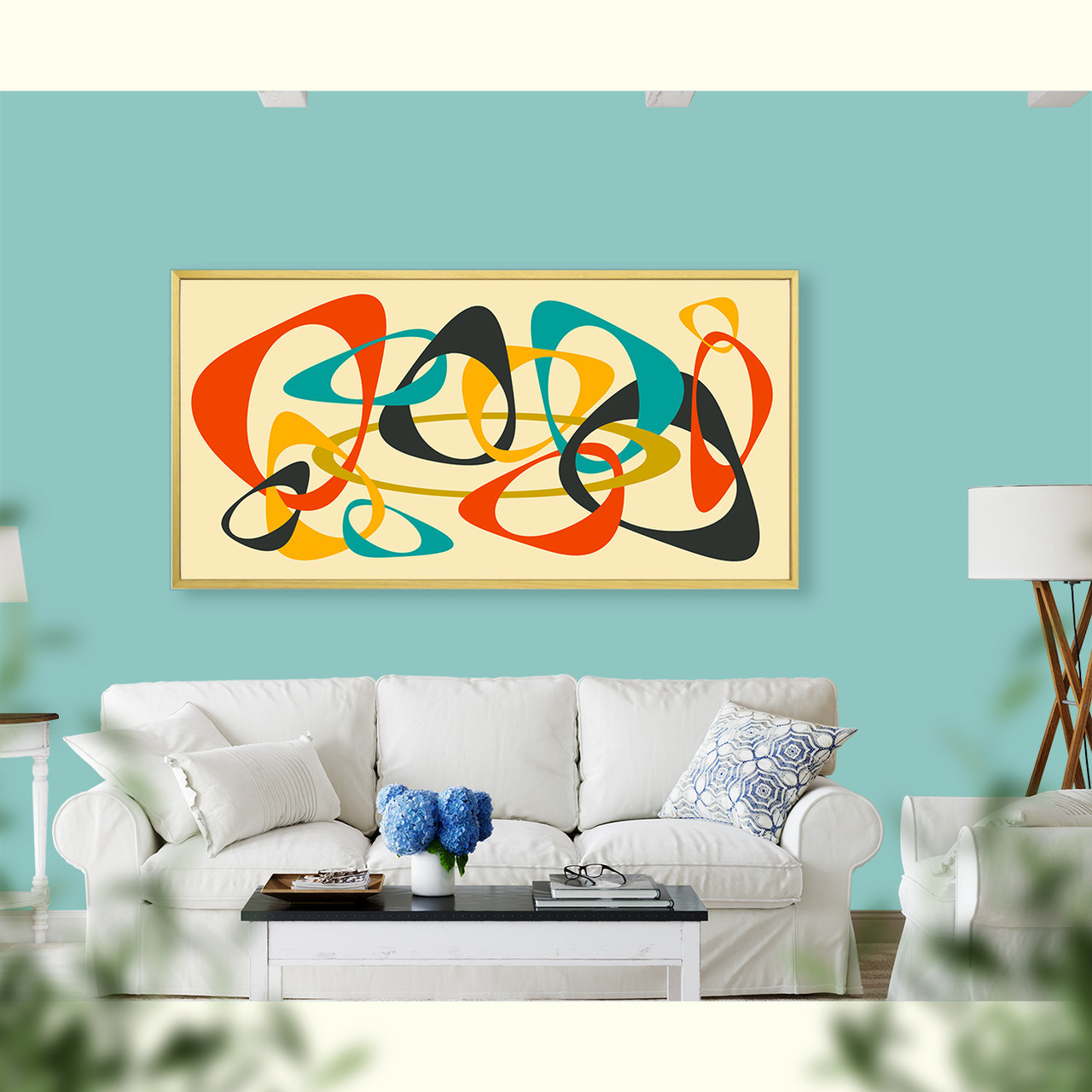 modern works アート Mid Century Modern Wall Art, Quirky Mod Gal Retro Mid-Century Wall