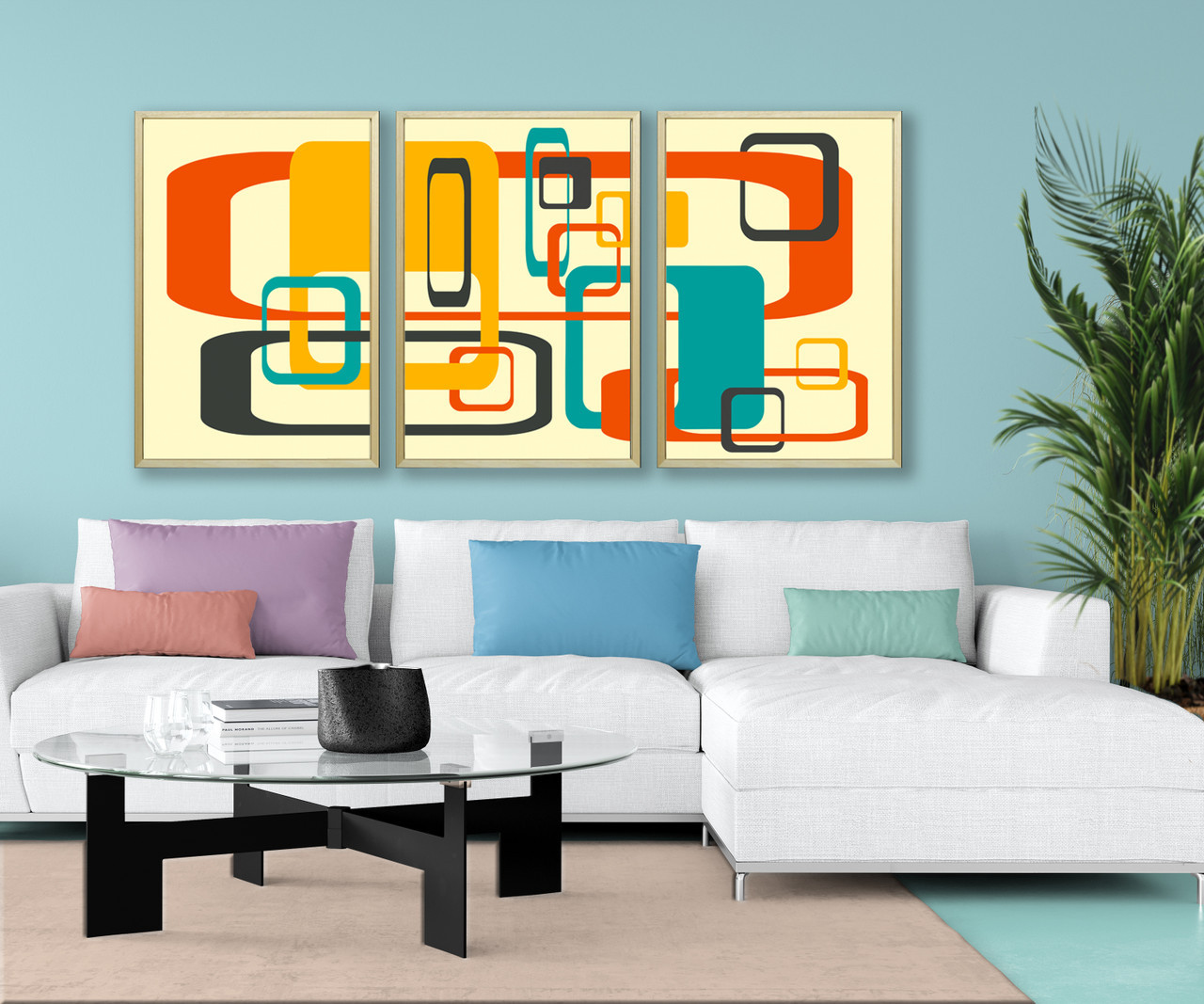 MID-CENTURY MODERN アート作品満載です。 Amazon.com: Midcentury framed wall art, Green Beige Mid