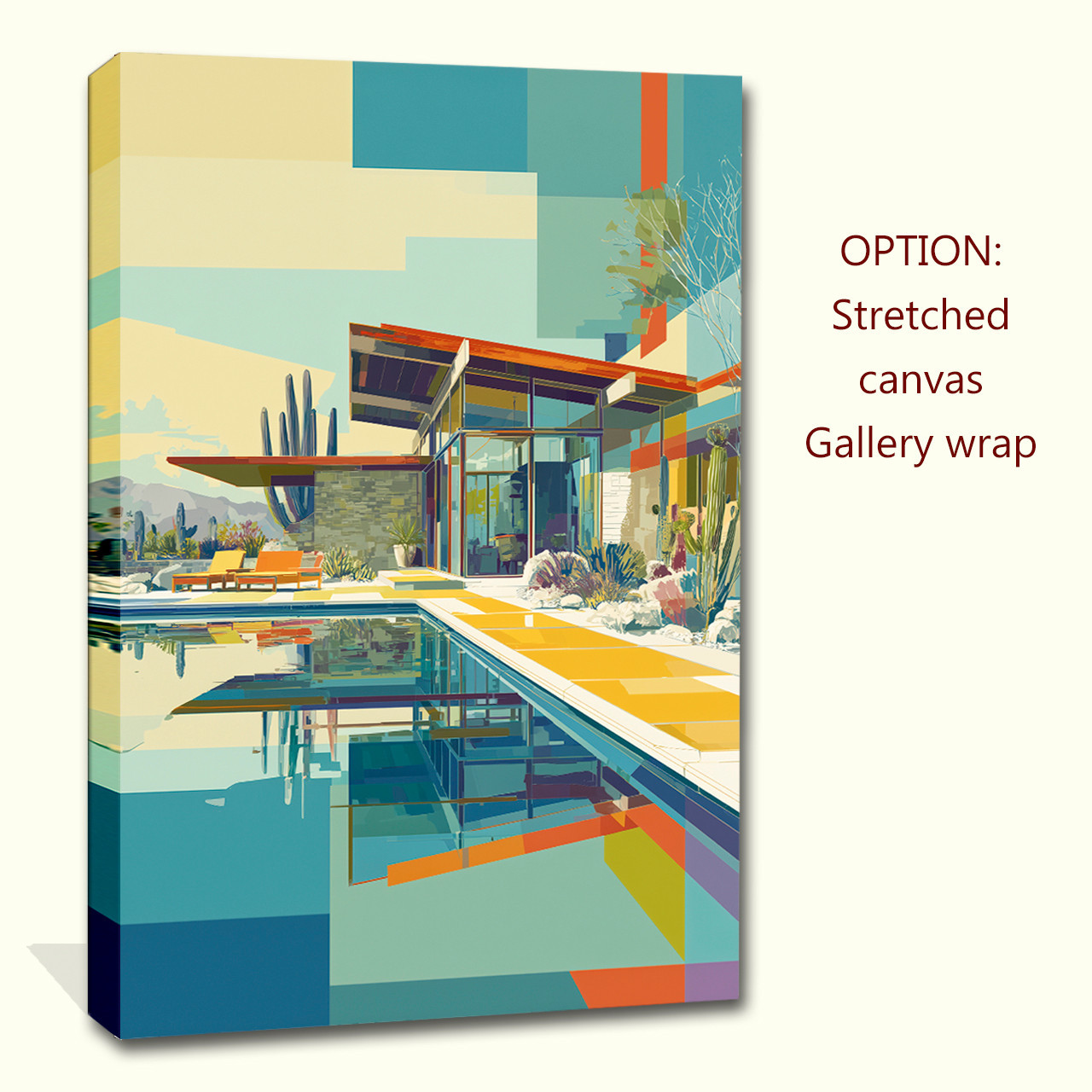  Mid century Modern house No3 numbered limited edition giclee on canvas 