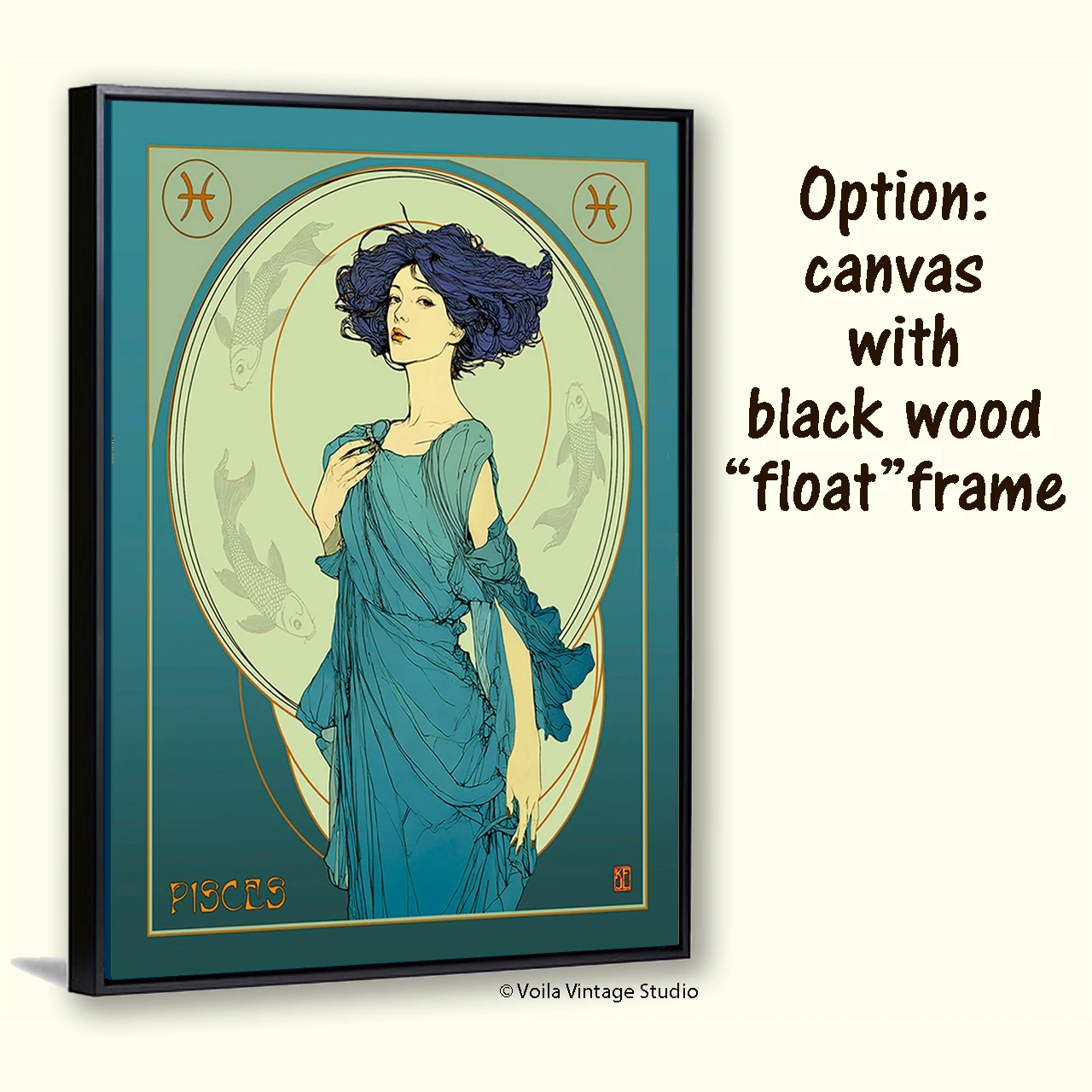  Art Nouveau astrology goddess Pisces Zodiac wall art   