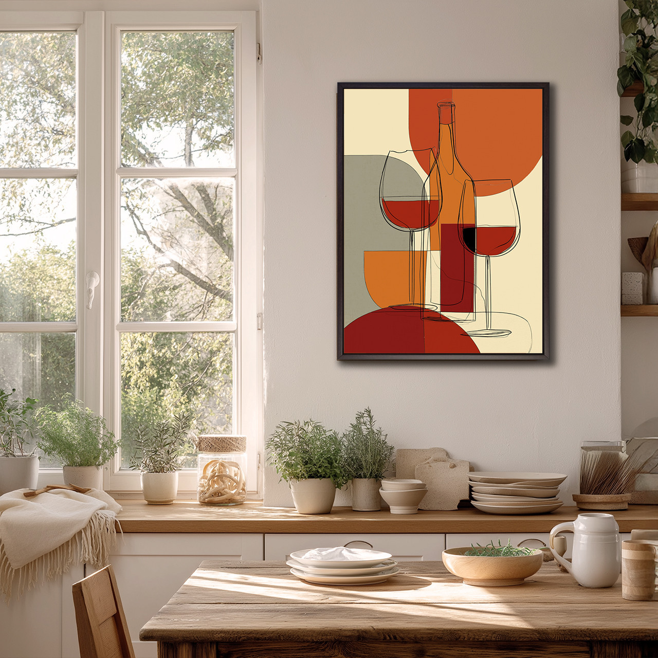  Wine Bottle and Glasses Wall Art original design, bar, kitchen decor, giclee canvas poster  