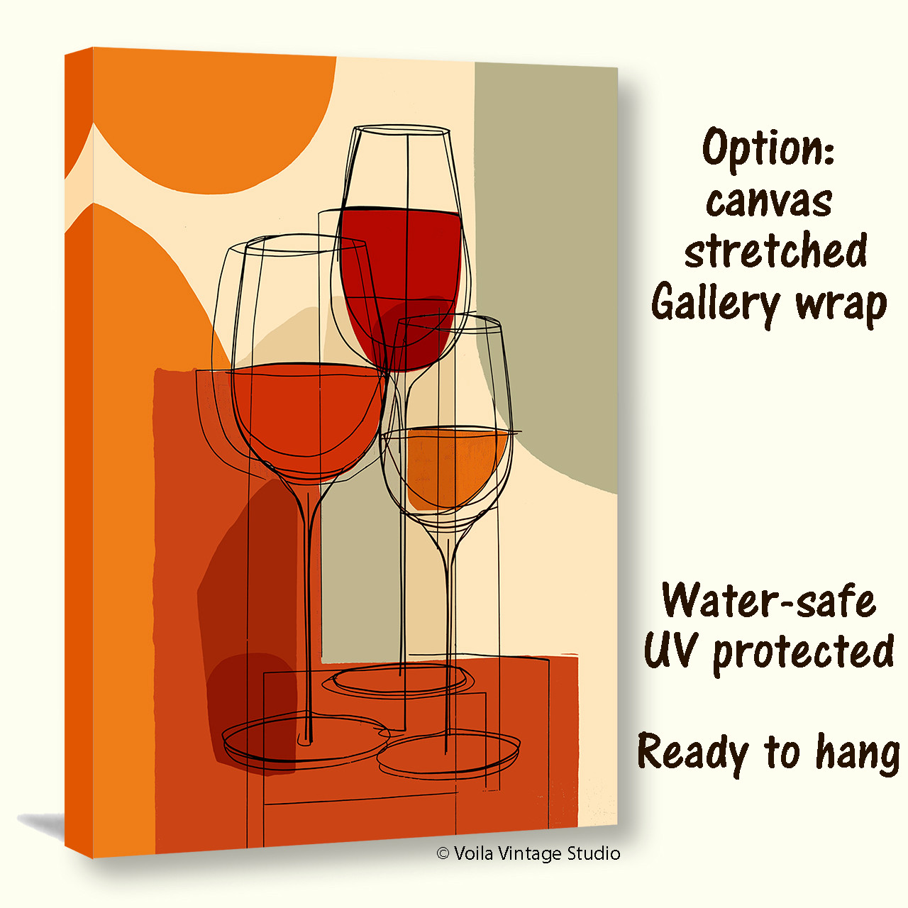 Wine Bottle and Glasses Wall Art original design, bar, kitchen decor, giclee canvas poster 