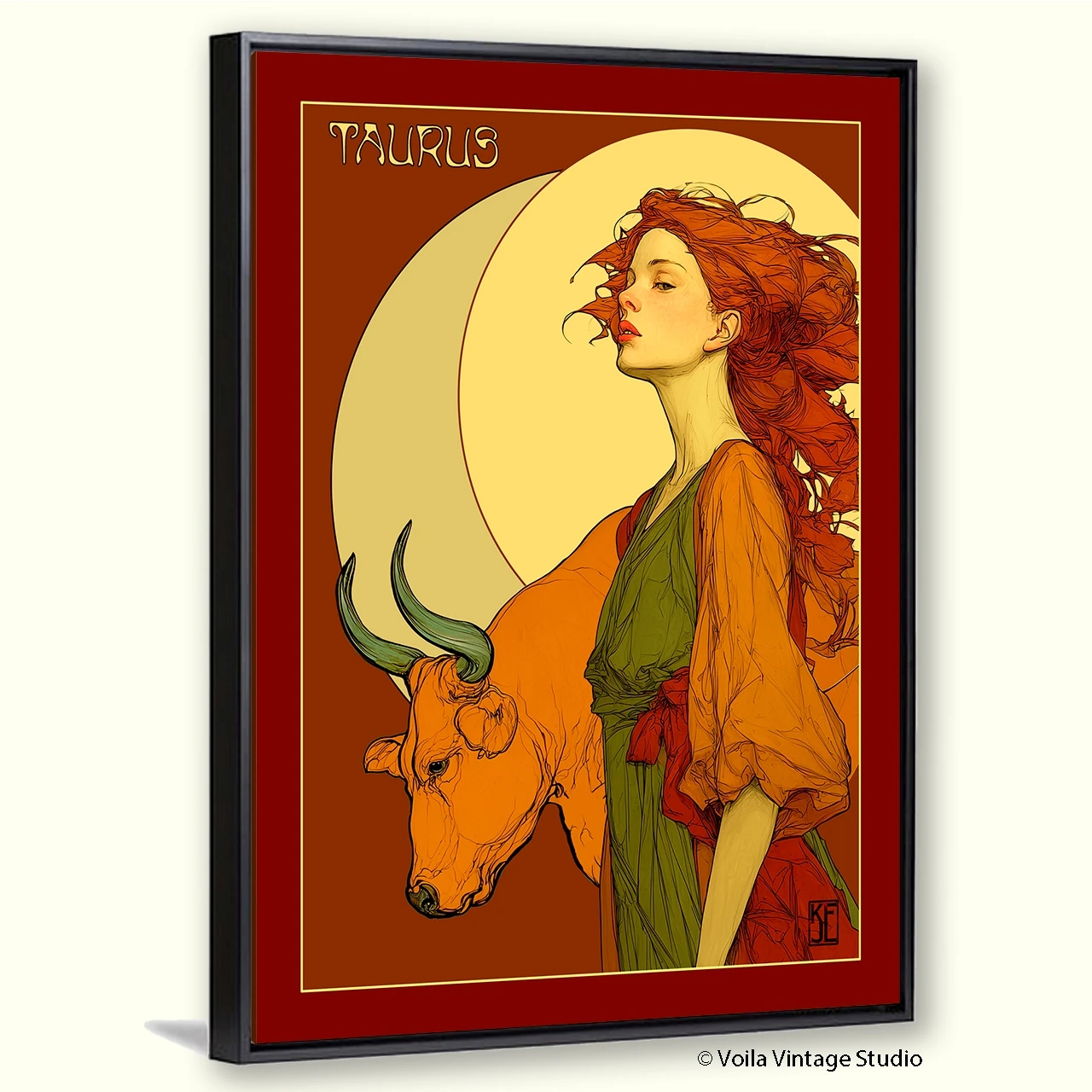  Art Nouveau astrology goddess Taurus boho Zodiac wall art   