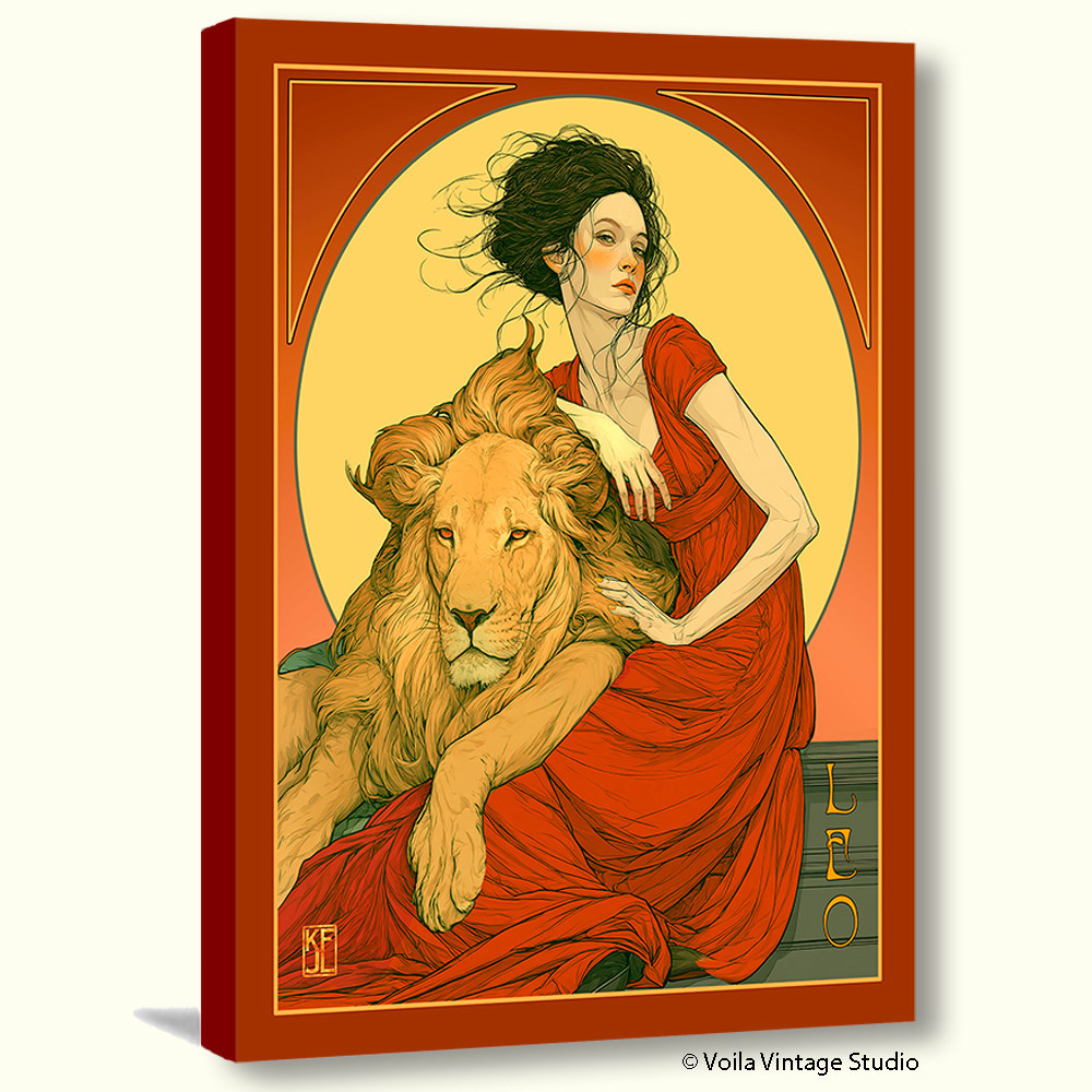  Art Nouveau astrology goddess Leo boho Zodiac wall art   
