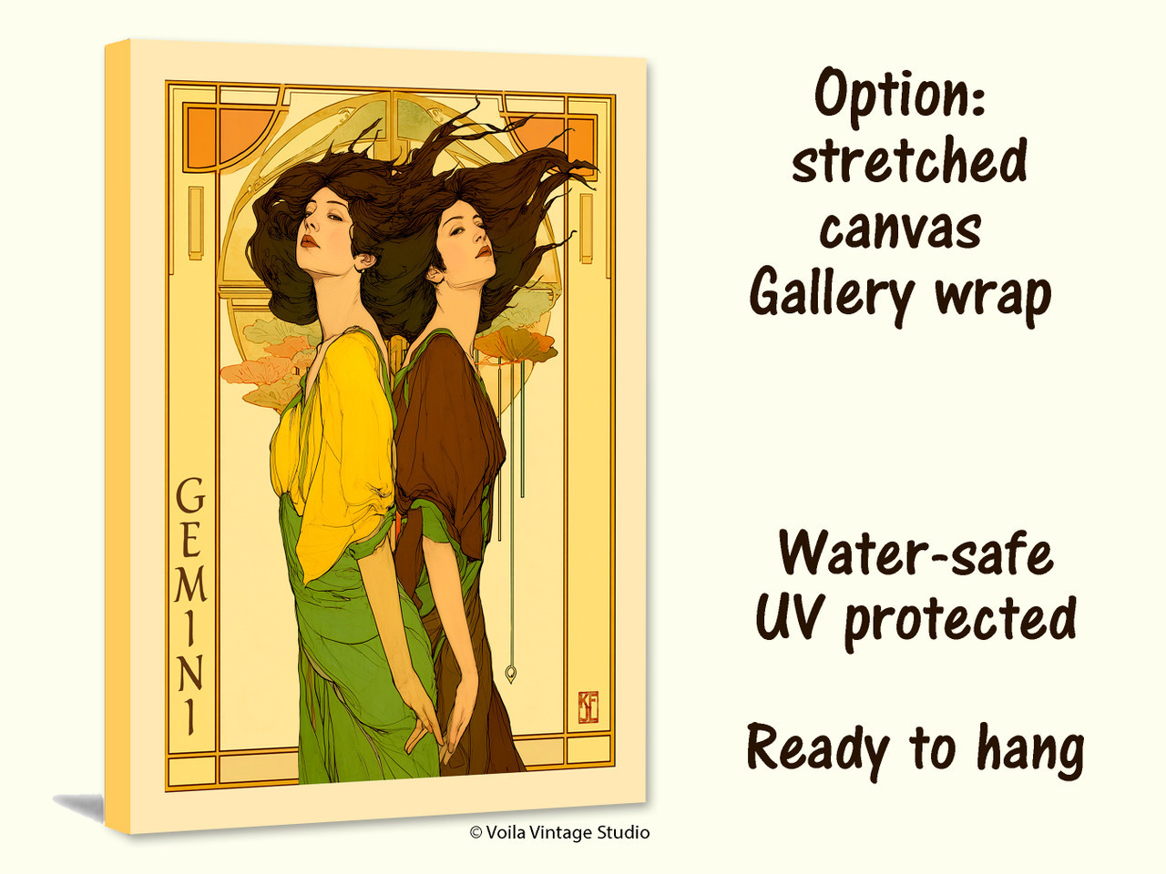  Art Nouveau astrology goddess Gemini boho Zodiac wall art   