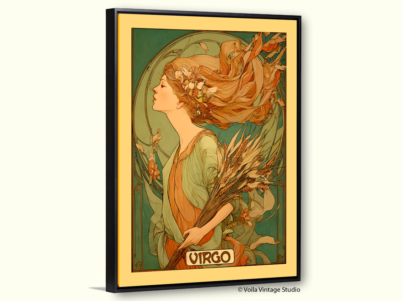 Art Nouveau astrology goddess Virgo boho Zodiac wall art  