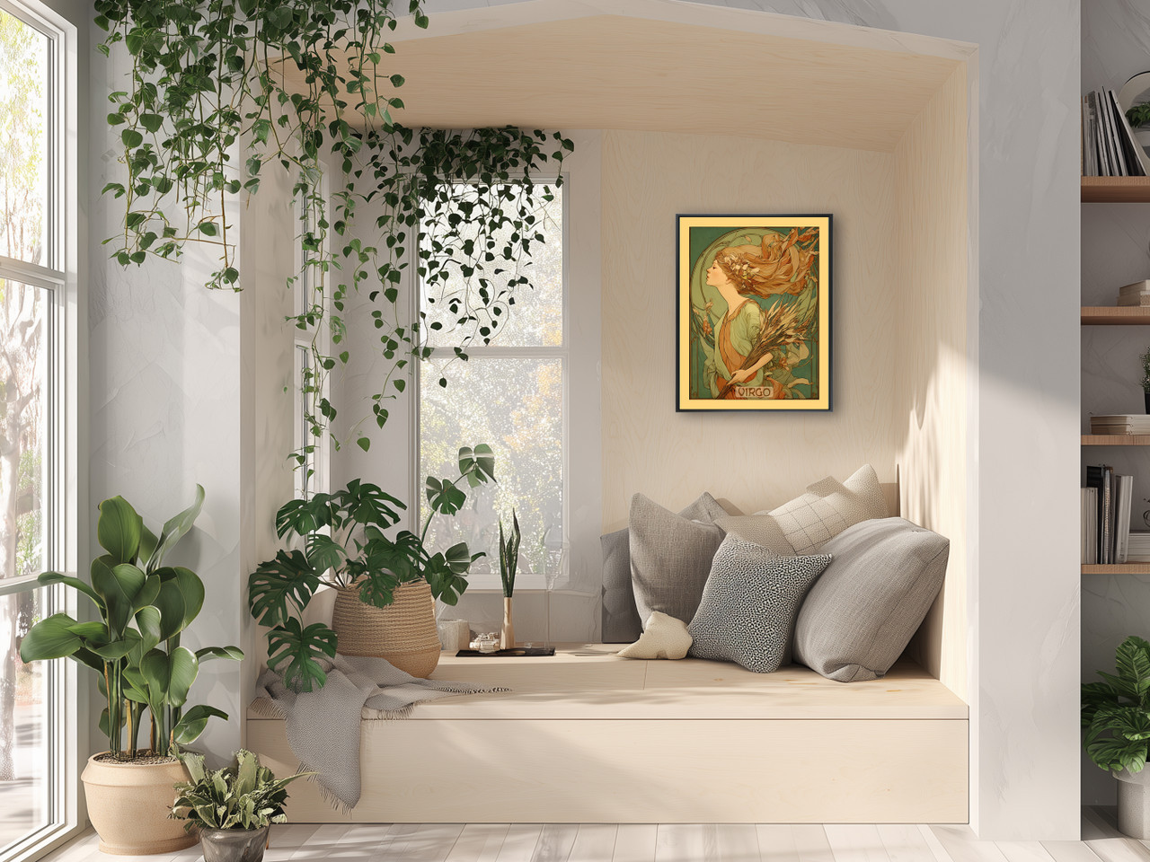  Art Nouveau astrology goddess Virgo boho Zodiac wall art   