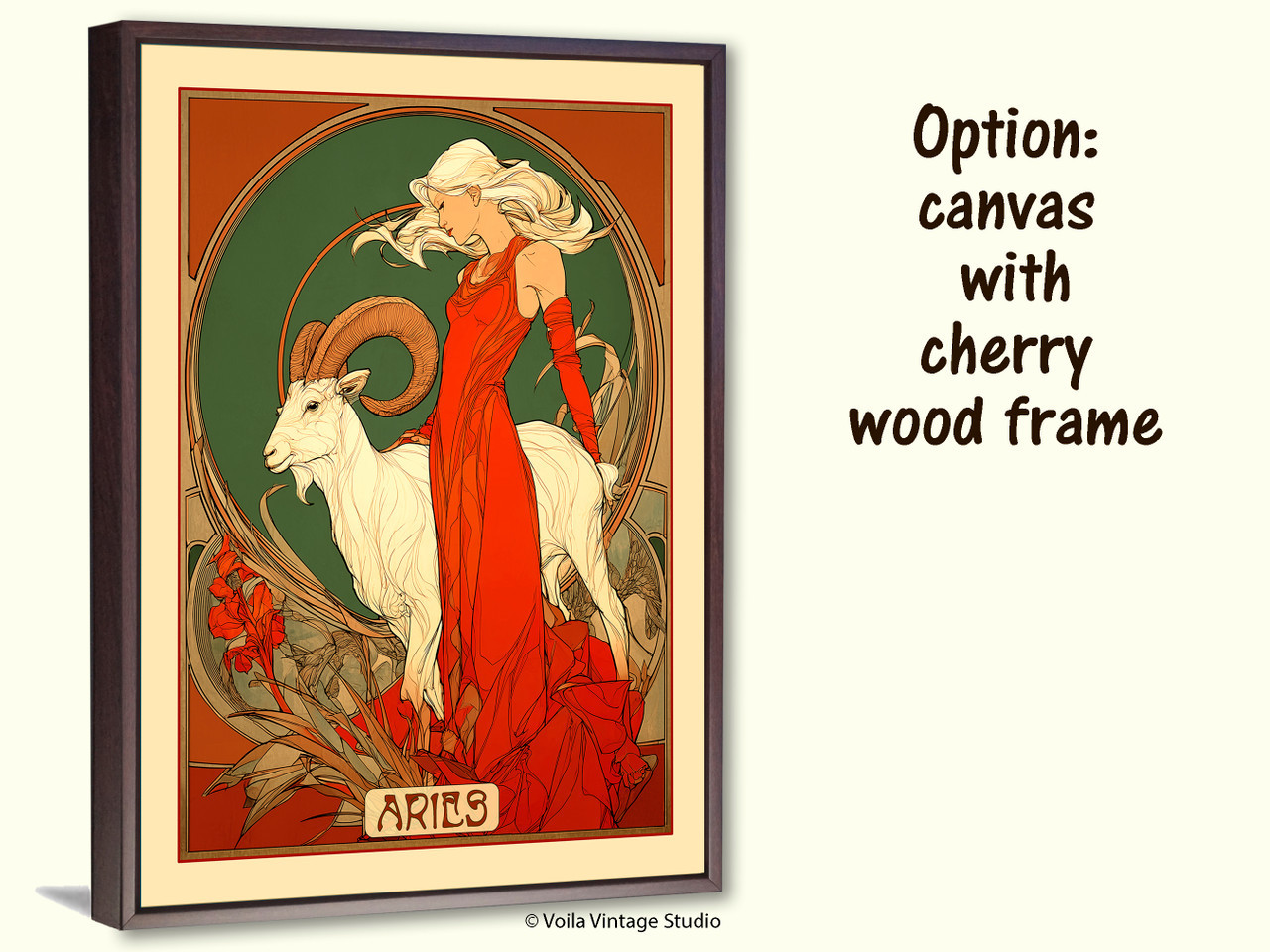  Art Nouveau astrology goddess Aries boho Zodiac wall art   
