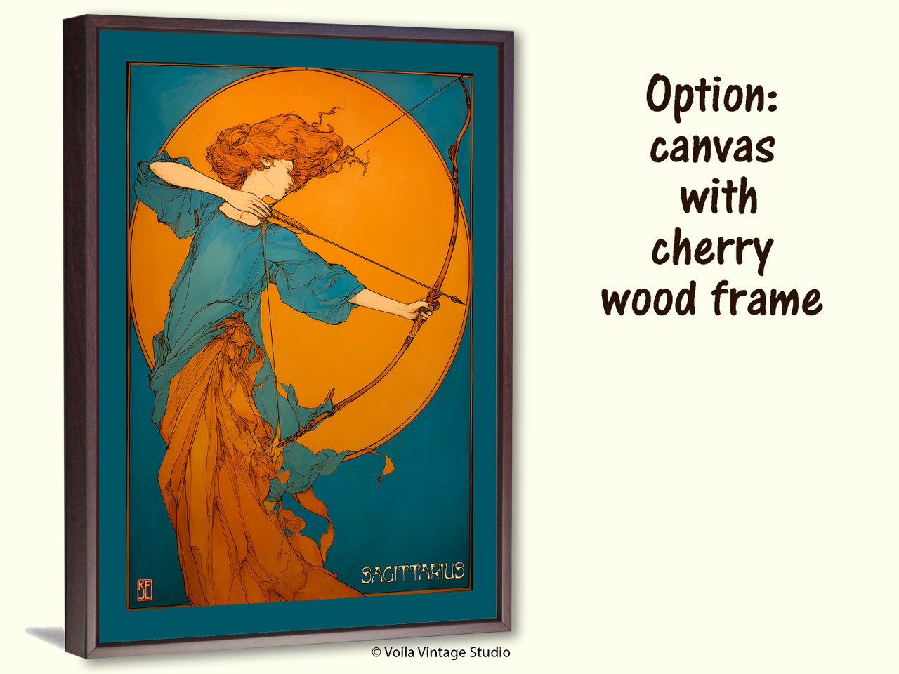  Art Nouveau astrology goddess Sagittarius boho Zodiac wall art   
