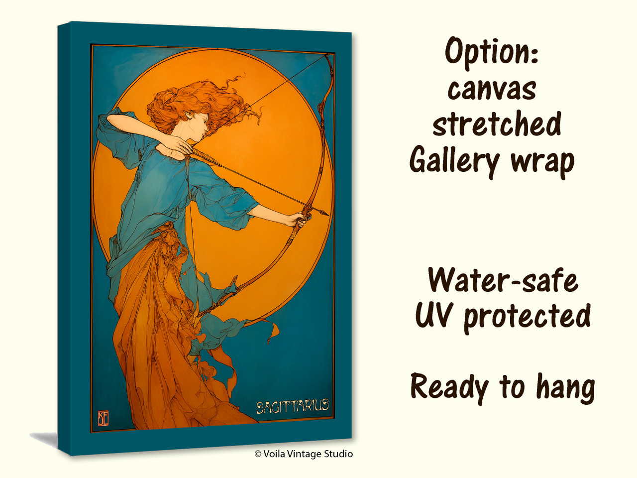  Art Nouveau astrology goddess Sagittarius boho Zodiac wall art   