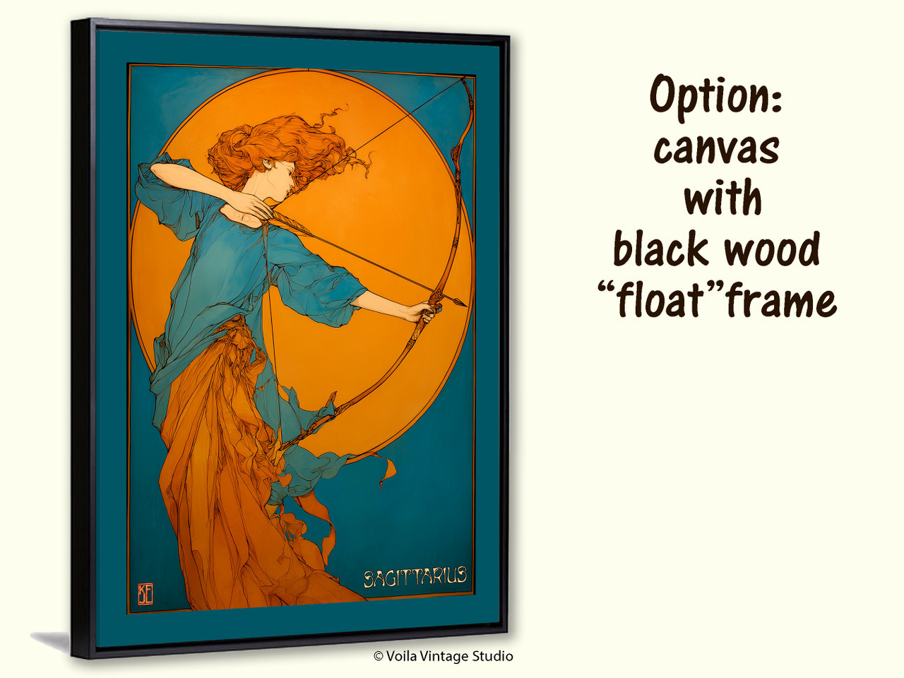  Art Nouveau astrology goddess Sagittarius boho Zodiac wall art   