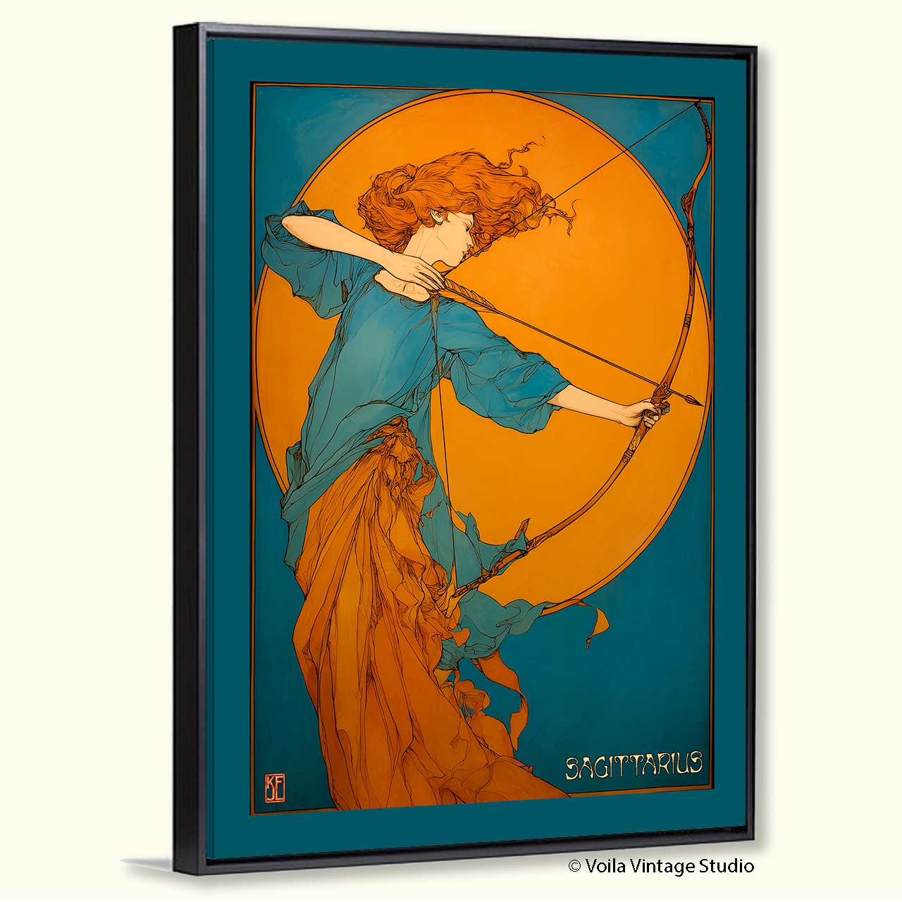  Art Nouveau astrology goddess Sagittarius boho Zodiac wall art   