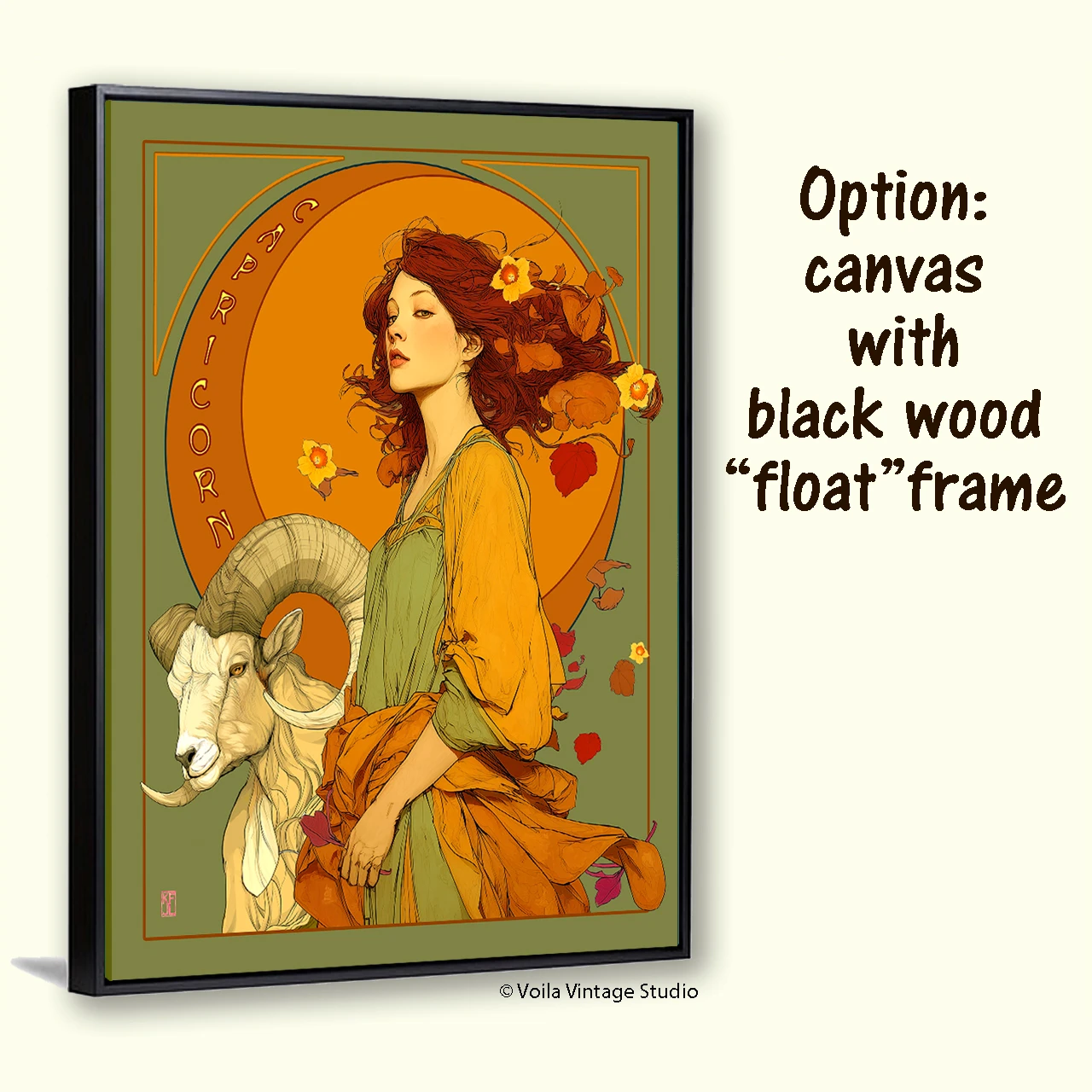 Art Nouveau astrology goddess Capricorn boho Zodiac wall art  