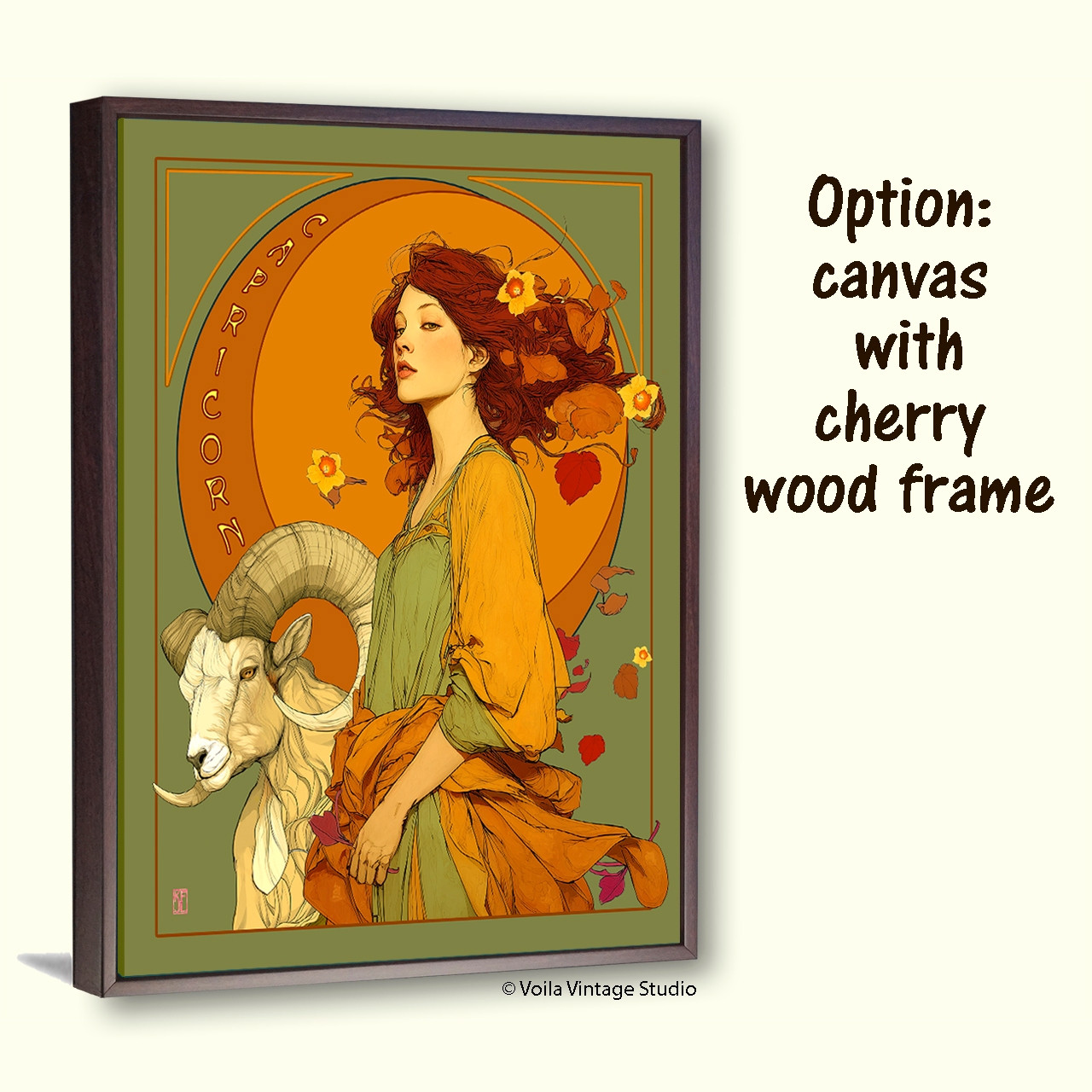  Art Nouveau astrology goddess Capricorn boho Zodiac wall art   