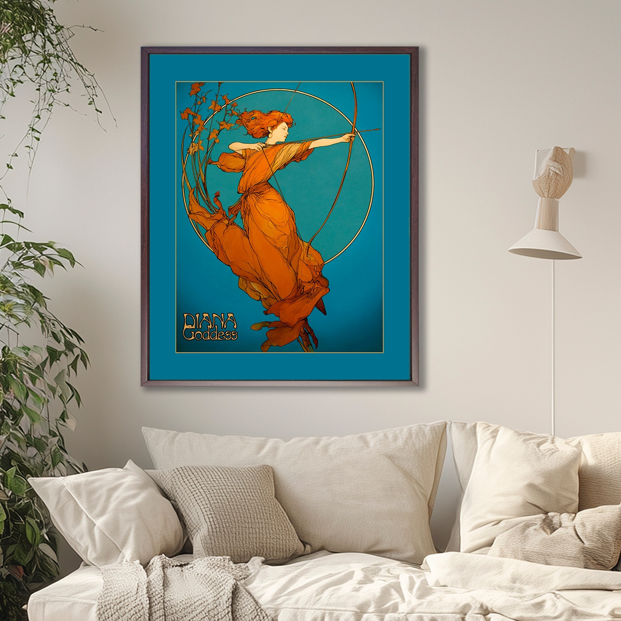  Art Nouveau Diana Goddess original design boho wall art  