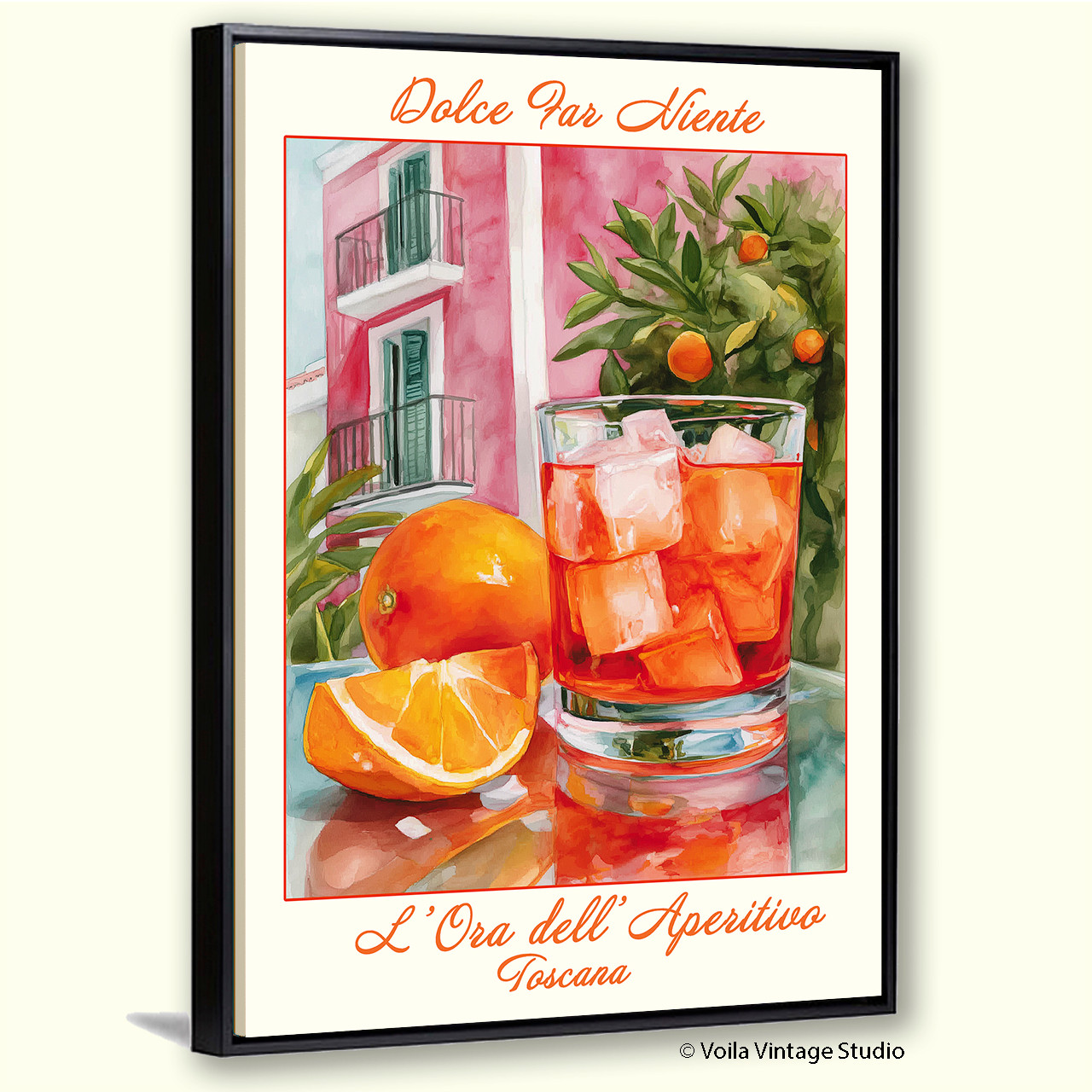 Cocktail "Pink House" Wall Art original design, bar, kitchen decor, giclee canvas poster 