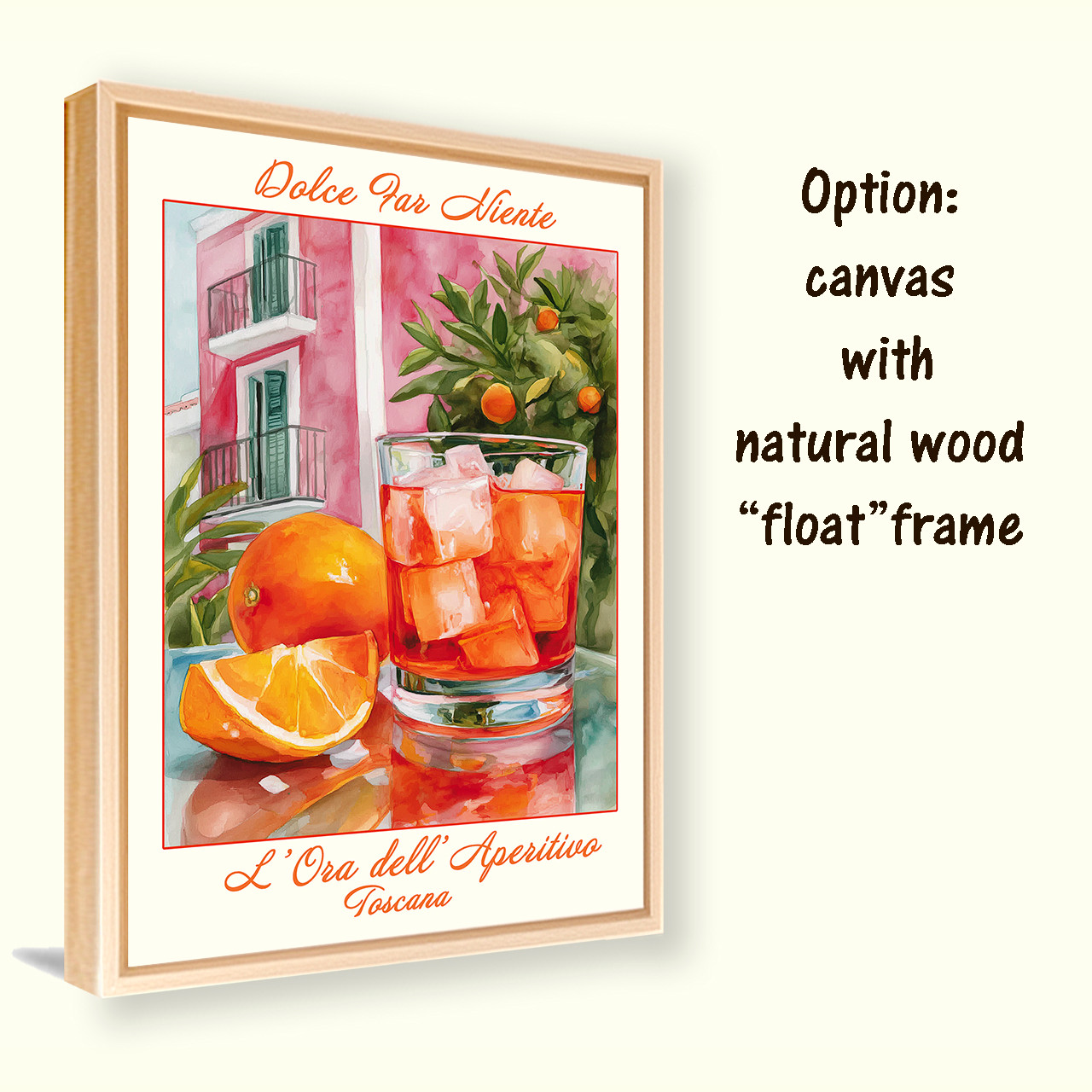 Cocktail "Pink House" Wall Art original design, bar, kitchen decor, giclee canvas poster 