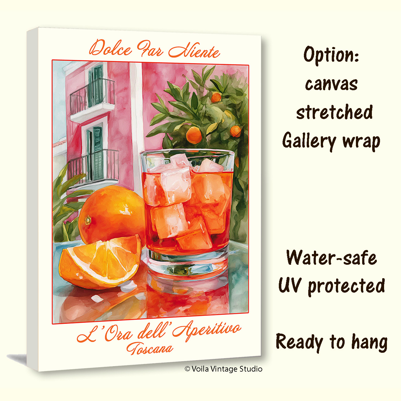 Cocktail "Pink House" Wall Art original design, bar, kitchen decor, giclee canvas poster 
