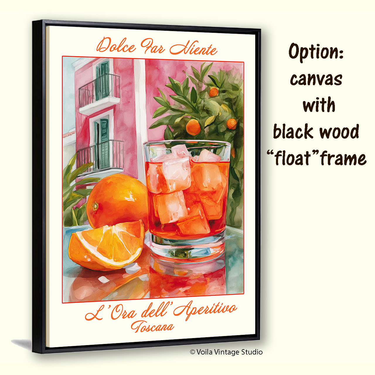 Cocktail "Pink House" Wall Art original design, bar, kitchen decor, giclee canvas poster 