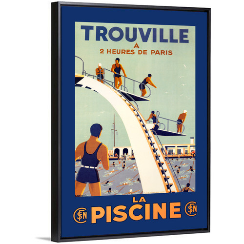 Trouville Piscine French vintage poster