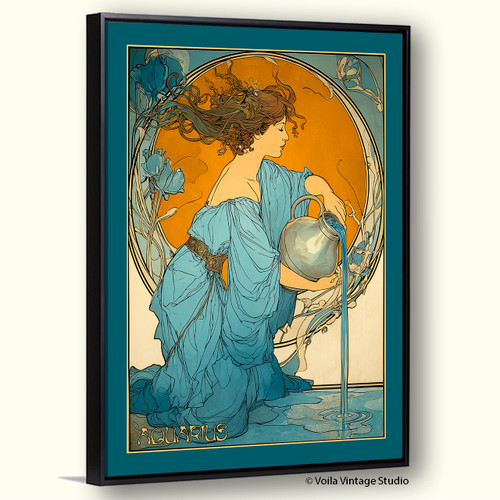 Art Nouveau astrology goddess Aquarius boho Zodiac wall art  