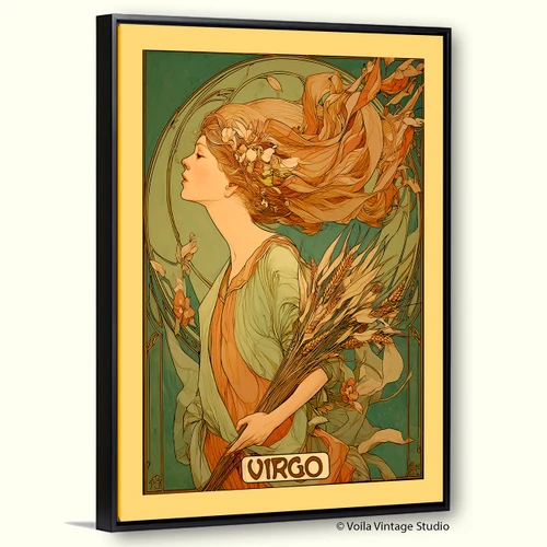  Art Nouveau astrology goddess Virgo boho Zodiac wall art   