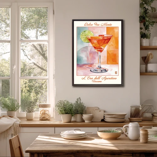  Cocktail in Martini Glass Wall Art original design, bar, kitchen decor, giclee canvas poster  