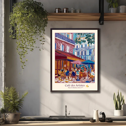  Paris Café des Artists Wall Art original design giclee canvas poster  