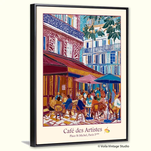  Paris Café des Artists Wall Art original design giclee canvas poster  