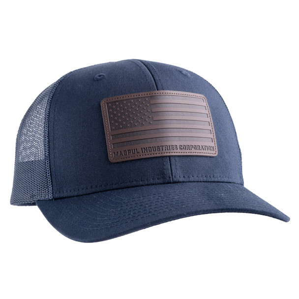 Magpul Industries Standard Leather Patch Trucker Hat, Navy, One Size Fits Most MAG1212-410