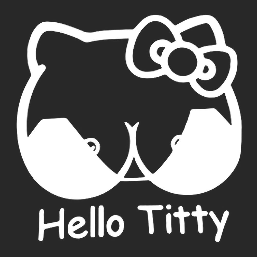 2x Hello Titty Kennzeichen Aufkleber Fun Kitty Sticker Pink Shocker