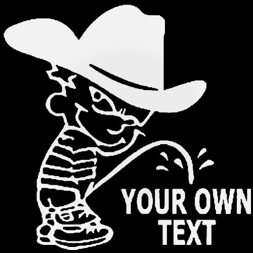 Calvin Peeing Piss On Cowboy Bumper Own Text Decal