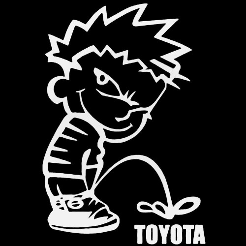 Calvin Pisses Toyota Humorous Carbon Decal Sticker