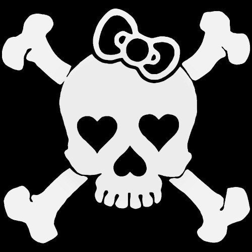 E Girl Bow Tie Skull Crossbones 4 Sticker