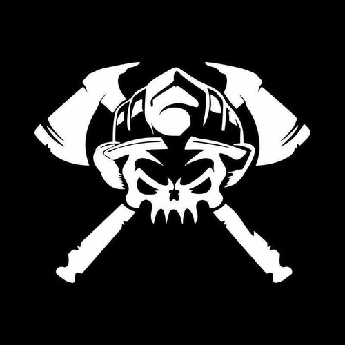 Firefighter Skull Crossbones Vinyl Decal Sticker