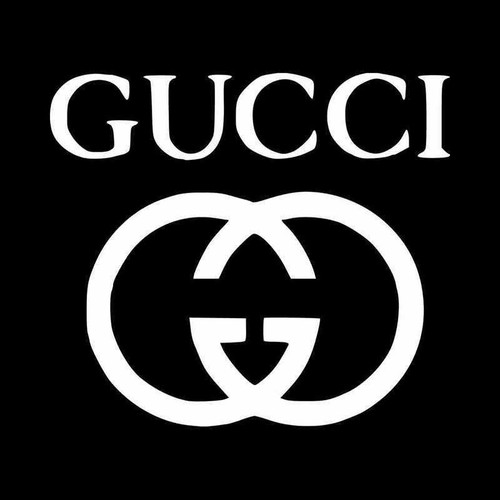 ごる蔵GUCCI Logo Black Patent Silver Gucci Decal Sticker