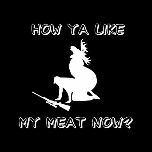 How Ya Like My Meat Now Deer Hunting 3 Vinyl Decal Sticker