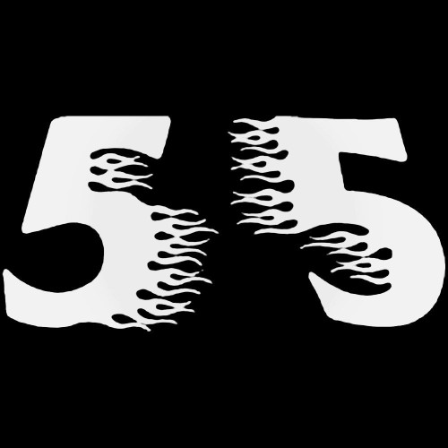 Number 5 Flames Number Decal Sticker