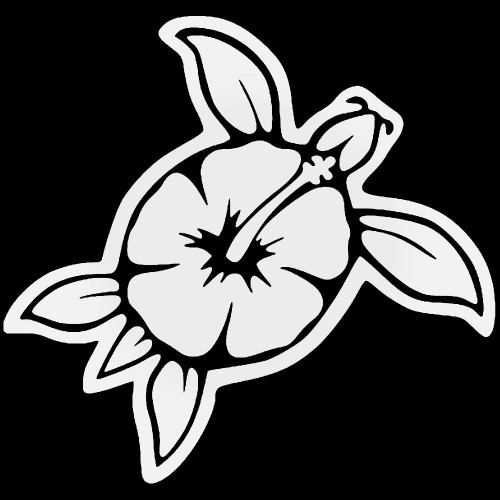 Sea Turtle Hibiscus Flower Vinyl Decal Sticker