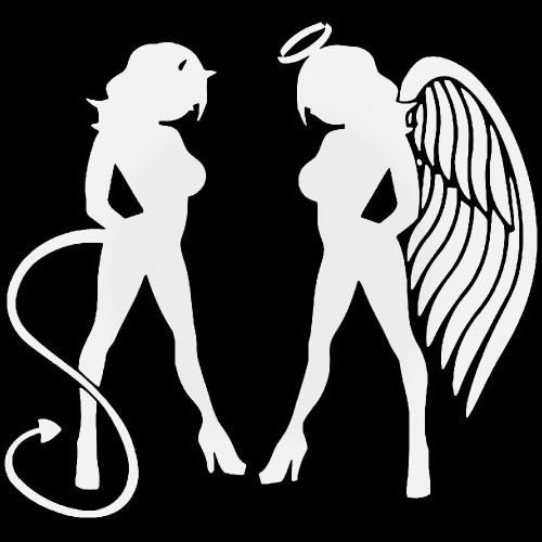 Sexy Angel Devil Girl Naughty Nice Symbol 1 Vinyl Decal Sticker