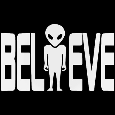 Adesivo Auto 'I Want To Believe' UFO X-Files, Sticker In Pellicola Resistente 104x88 Mm, Argento, Indigos UG - 2
