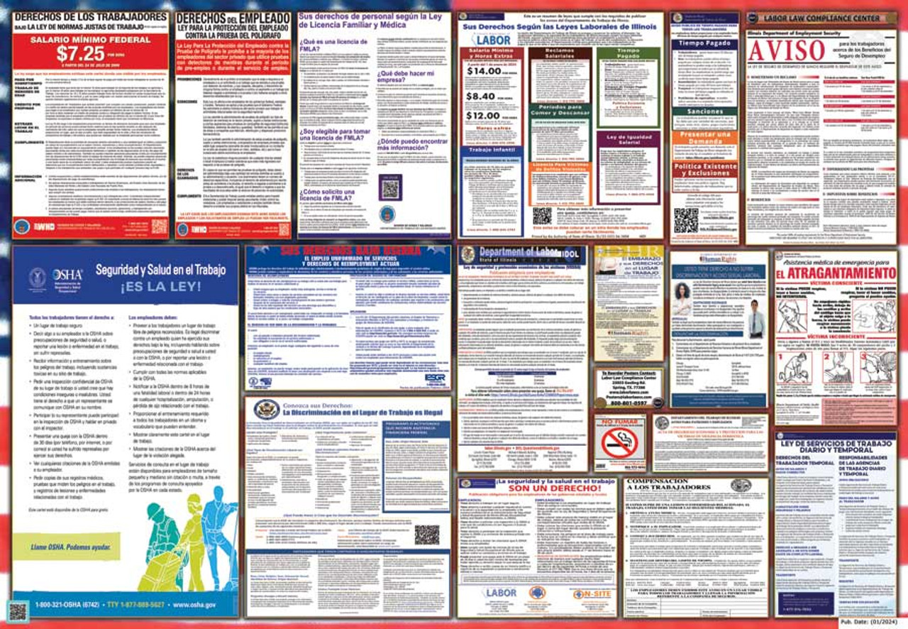 Illinois Labor Law Posters State and Federal Combo (2024)