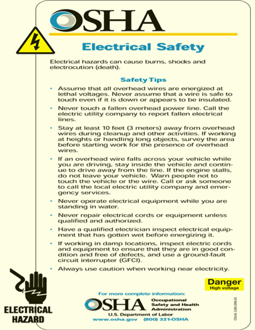 OSHA Electrical Safety Poster