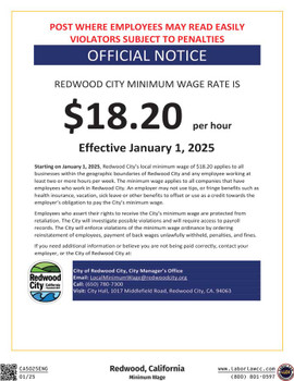Redwood, California Minimum Wage Supplemental Poster